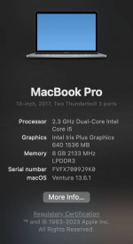 Apple Macbook Pro 2017 13 inch
