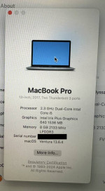 MacBook Pro 2017 13" 256gb NEW BATTERY - Space Gray
