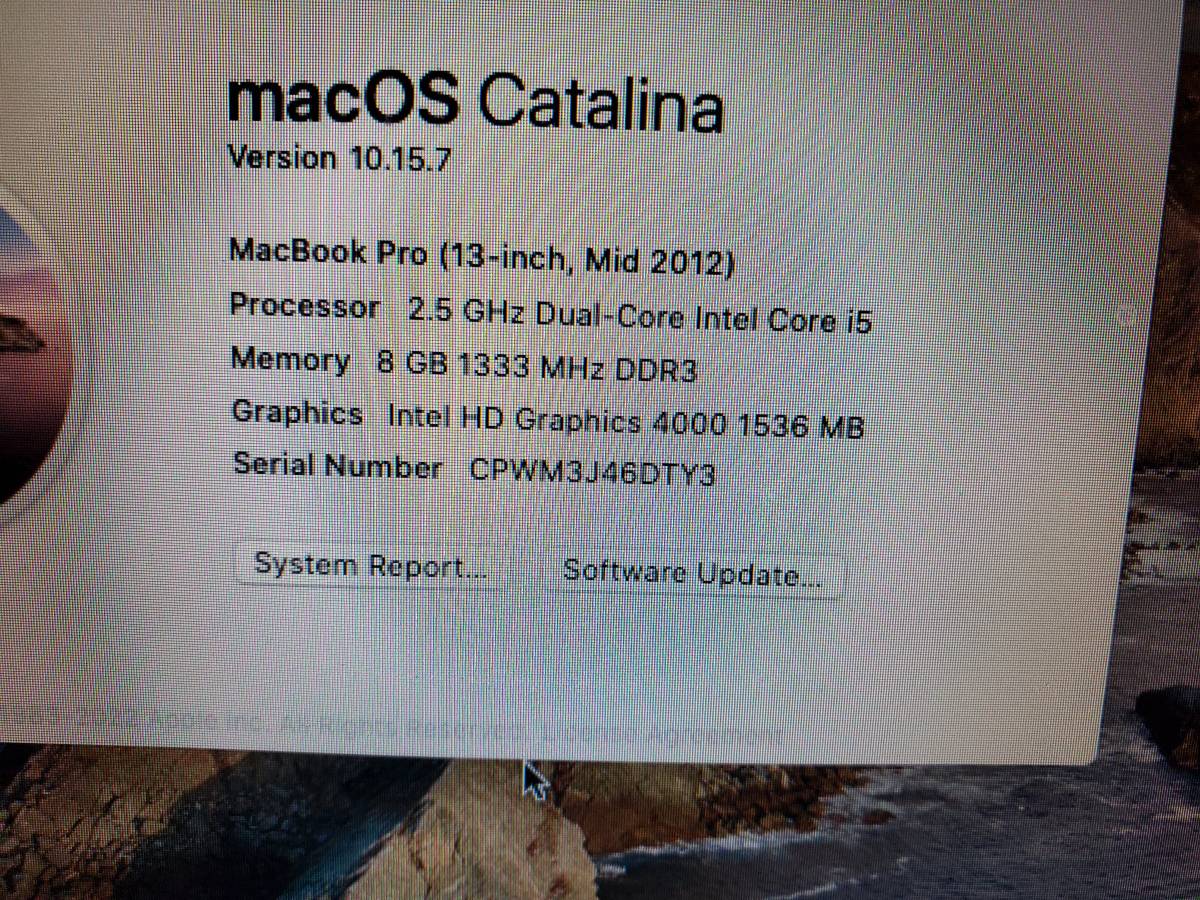 Macbook Pro 2012 **CATALINA **SSD