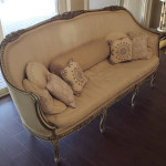 Louis XV Antique Style Cream Colored Sofa Couch with Pillows