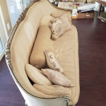 Louis XV Antique Style Cream Colored Sofa Couch with Pillows