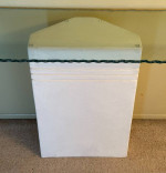 Sofa Console Entry Modern Table White Cast Stone Like Base Thick Glass