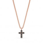 14k Solid Gold & Black Diamond Pico Cross Pendant