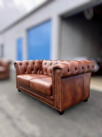 Top Grain Leather Chesterfield Loveseat Brown Sofa Delivery Available