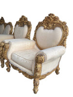 Vintage Hand Carved Sofa and 3 Chairs
