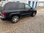 2005 Chevrolet TrailBlazer parked on gravel, showing its black exterior and rear side view.