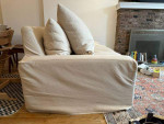 Crate & Barrel Slipcovered Ever Apartment Sofa/Couch in Redford Oyster
