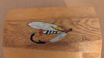 Fly fishing customer lure jewelery pinned broach with wooden inlay box