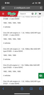 Honda civic parts