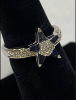 Star Design White Gold Sapphire Ring