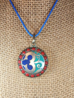 Tibetan Pendant Handcrafted in Napal Sterling w Om Symbol