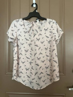 TORRID Abbey Sheer Georgette Pink Birds Print Top | Plus Size 00 / L