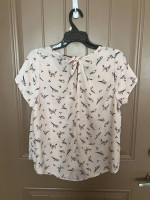 TORRID Abbey Sheer Georgette Pink Birds Print Top | Plus Size 00 / L