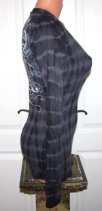 LIKE NEW! Affliction SMALL Black & Gray Tie Dye V-Neck Thermal Top