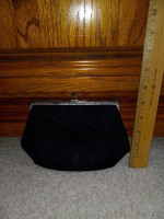 Vintage Ande' Black Satin Clutch Purse