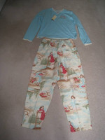 New w Tags: 2-Pc Pajamas Set, Blue w Flannel, Paradise Lodge, Size Lg!