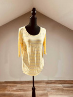 Med - Yellow Striped Quarter Sleeve Top