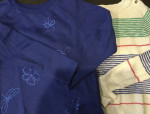 LOT Gymboree Kid Girl Blue White Stripe Sweater Sweatshirt Hi Lo Large