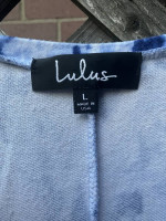 Lulus Let Me Sea Blue Tie-Dye Midi Dress Size L - Excellent Condition