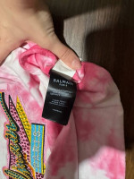 Pink tiedyed Balmain Paris Crop Tank