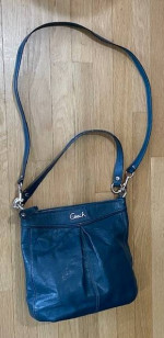 Versatile Coach Dark Blue Leather Bag - Shoulder, Crossbody or Handbag