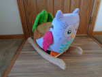 Rockabye Olivia Owl Musical Rocker Vibrant Colors Wooden Base