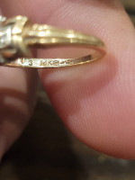 Mid Century 14k Two Tone Yellow/White Gold Diamond Ring. Size 4.5