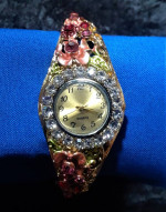 NEW Luxury Retro Garden Flower Bangle Bracelet Watch - Pink - On Sale!