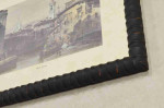 Unusual embossed wooden frame in black, 1.1 inches wide, 0.9 inches high.