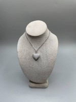 14K White Gold Cable Chain with an 18K White Gold Diamond Heart Charm