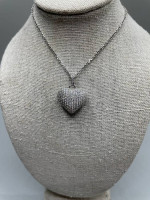14K White Gold Cable Chain with an 18K White Gold Diamond Heart Charm