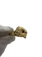 10K Yellow Gold Eagle Head Men's Ring Gardent Eyes (15.6 Gr / Size 8)