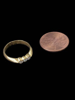 18K Yellow Gold 3-Diamond Ring - 0.15tcw  - Size 5 - 3.3g