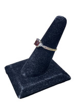 10K White Gold Red Stone Ring  - Size 7 - 2.2g