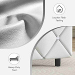 Full Upholstered LED Wingback Bed Frame with Diamond Button Headboard, No Box Spring Needed, Velvet Cream