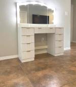 Vanity Desk With Mirror  - LED Light With Adjustable Lighting  - 9 Drawers