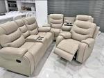Cream leather reclining set