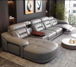 Italian Genuine Leather Sectional Sofa Set With Electric Recliner, Bluetooth Speaker and Projector by MANBAS