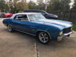 1972 Chevrolet Chevelle convertible in blue metallic color, featuring classic design and GM crate engine.