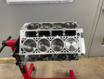Engine block of a 2015 Chevrolet SS with built motor and turbo parts ready for performance upgrades.