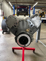 2015 Chevrolet SS engine mounted on a stand, showcasing forged LS3 motor and performance modifications.