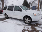 2007 Chevrolet Uplander in snow, featuring a V6 engine and new parts, ready for delivery in Grand Island.