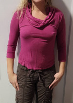 Woman's 3/4 length Cowl Neck Charlotte Russe Top Size S - Pink