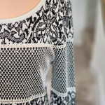 STUNNING St. John Evening Black/Gray Knit Tunic Top!