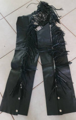 MOVING! VINTAGE BLACK LEATHER WOMEN'S MOTORCYCLE CHAPS XS