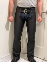 Mr. S Leather Men's Cowhide Leather Black Chaps