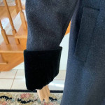 Black Liz Claiborne Winter Coat Velvet Collar 100% Wool Sz 8