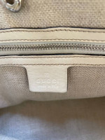 Gucci Beige/White Canvas Vintage Web Sunset Medium Tote Bag