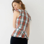 (NEW) WOMEN’S J.CREW CAP-SLEEVE PEPLUM TOP IN SNOWY STEWART TARTAN