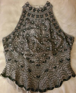 VTG. A. PAPELL BOUTIQUE BEADED *SILK* HALTER TOP